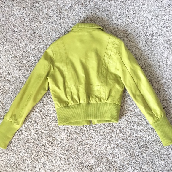 Bright Green Bomber Jacket - faux Leather - Picture 4 of 4